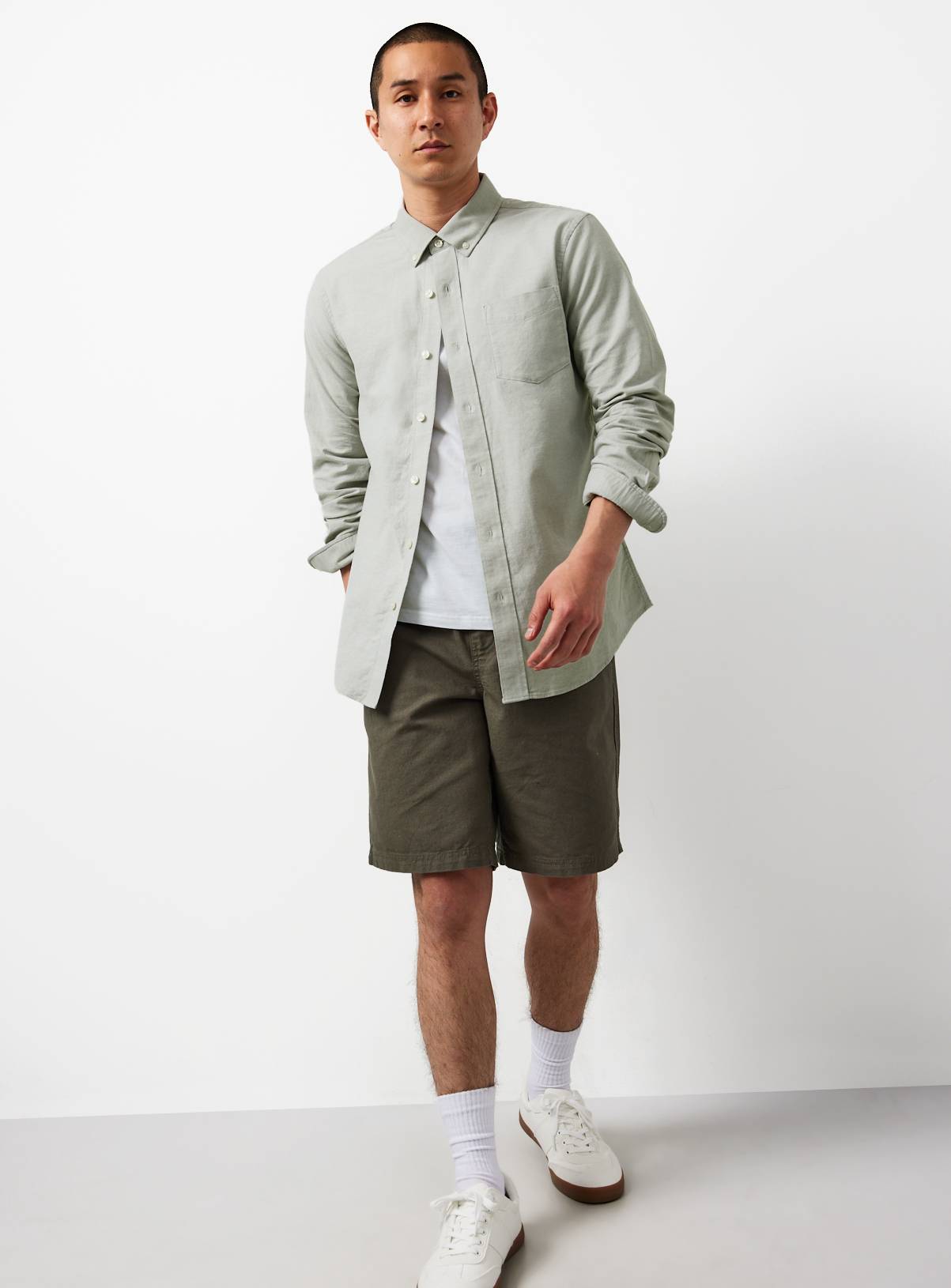 Light Green Slim Fit Long Sleeve Oxford Shirt L - Image 2
